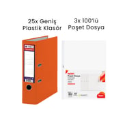 25 Adet Tigra Geniş Klasör 3 Adet Noki 100'lü Poşet Dosya Ofis Seti