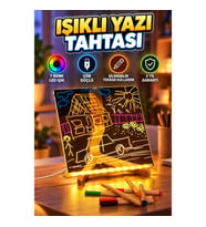 USB LED Işıklı 7 Renkli Kalemli Akrilik Çizim ve Yazı Panosu