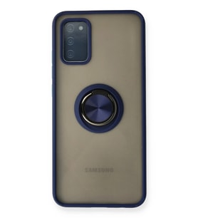 Durukar® Samsung Galaxy A02S Kılıf Montreal Yüzüklü Silikon Kapak - Lacivert