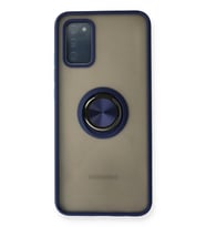 Durukar® Samsung Galaxy A02S Kılıf Montreal Yüzüklü Silikon Kapak - Lacivert