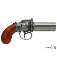 Dekoratif Denix-6 VARİL PEPPER-BOX REVOLVER, İNGİLTERE 1840-Made in Spain-Handmade