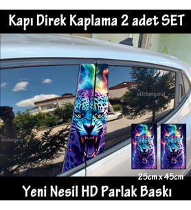saldırgan kaplan renkli folyo - 2kapı için 2adet sticker kaplama - tuning modifiye