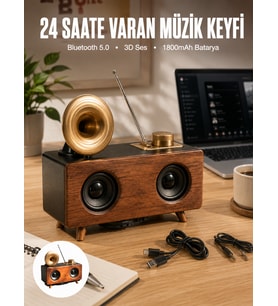 Çalar Radyo Müzik Kutusu Nostaljik Hoparlör Speaker