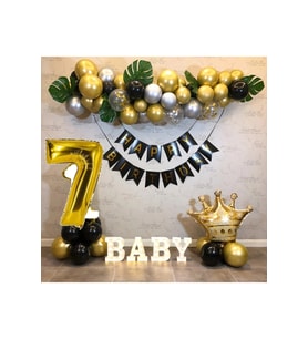 Kral Taçlı 7 Yaş Happy Bırthday Doğum Günü Seti