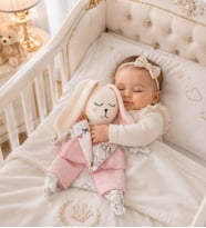EL YAPIMI SEVİMLİ TAVŞAN MÜSLİN UYKU ARKADAŞI KIZ BEBEK YENİDOĞAN HEDİYELİK