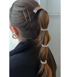 Caş Dekorasyon Gümüş Renk Metal Lastik Toka Ve Tel Toka Set (Gümüş)