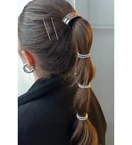 Caş Dekorasyon Gümüş Renk Metal Lastik Toka Ve Tel Toka Set (Gümüş)