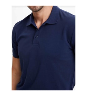Erkek Lacivert Polo Yaka Slimfit Basic Tshirt