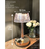 Dokunmatik Masa Gece Lambası Dokunmatik Lamba Abajur Led Şarjlı Masa Lambası Ledli Lamba Gold 21 Cm