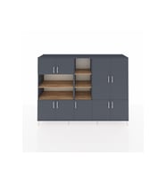 Hyperion Dolap 14 Raflı 9 Kapaklı 220x44x163 Antrasit-Antrasit/Çam