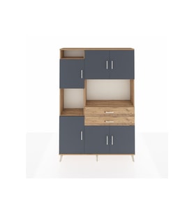 Arges Dolap 8 Raflı 2 Çekmeceli 6 Kapaklı 132x30x195 Çam-Antrasit/Çam