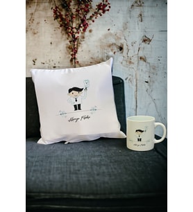 Diş Doktoruna Hediye Kupa Bardak ve Yastık Set (Beyaz)