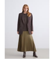 LCW Modest Haki Beli Lastikli Saten Pileli Etek