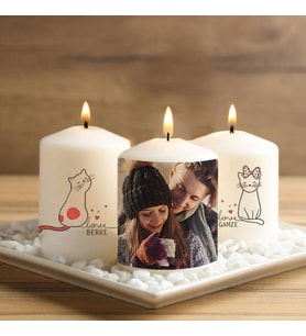 Kişiye Özel Minnoş Sevgililer İsimli Mum Seti