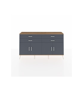 Arges Konsol 2 Raflı 4 Çekmeceli 8 Kapaklı 176x30x99 Çam-Antrasit