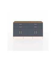 Arges Konsol 2 Raflı 4 Çekmeceli 8 Kapaklı 176x30x99 Çam-Antrasit
