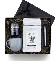 Kişiye Özel Kalem & Porselen Kupa & Rakle Mum & Filtre Kahve Premium Hediye Seti