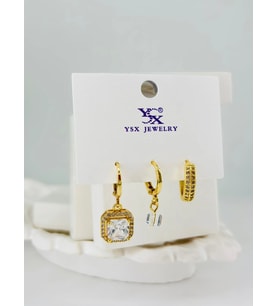 Zirkon Taşlı Üçlü Kombin Küpe - Kp00376