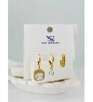 Zirkon Taşlı Üçlü Kombin Küpe - Kp00376