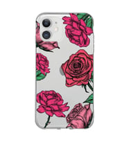 Iphone 11 Uyumlu Gül Desenli Şeffaf Telefon Kılıfı