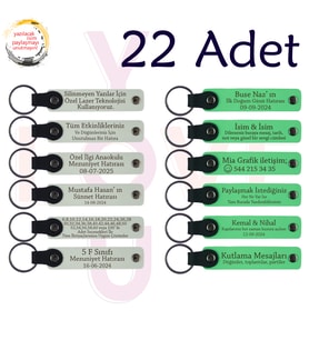 Beyaz & Fıstık Yeşili, Şirket Yıl Dönümüne Anlamlı Hediye, 22’li Set, Tarih ve İsimli Deri Hatıra