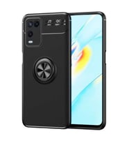 Oppo A54 4G Kılıf Zore Ravel Yüzüklü Silikon Kılıf (Siyah)