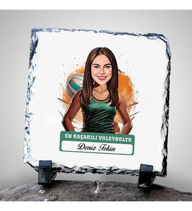 Kişiye Özel Hediye Karikatürlü En Başarılı Kadın Voleybolcu Dekoratif Taş
