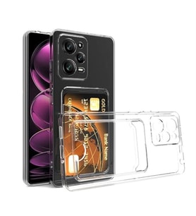 Coverzone Xiaomi Redmi Note 12 Pro 5G ile Uyumlu Kartl?kl? ?effaf Kamera Koruma Y�kseltisi Z-Serta Silikon Anti-?ok �zellikli K�?eleri Airbag ?effaf Telefon K?l?f?