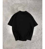 Unisex Basic Bisiklet Yaka Oversize T-Shirt - Siyah