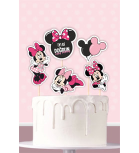 Minnie Mouse Pink Temalı Pasta Süsü Seti