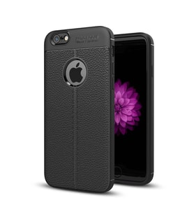 Apple iPhone 6S Deri Görünümlü Silikon Siyah