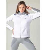 Maraton SlimFit Kadın Kapüşonlu Beyaz Tracktop