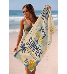 Valerine Life Plaj Havlusu 70x140cm Havuz Spa Sauna Spor Pamuklu Emici Say Hello to Summer