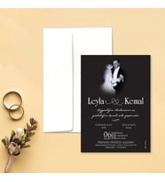Davetiye Zarf ve Baskı Dahil - Atatürk Tasarım - (Beyaz yada Kraft Zarflı) - Düğün, Nişan, Nikah, Kına Davetiyesi (Beyaz)