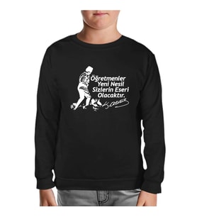 Ne Mutlu Türküm Diyene - Öğretmenler Günü Siyah Çocuk Sweatshirt