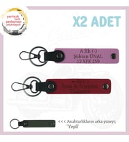 Motosiklet Aşıkları İçin, İsim Plaka ve A Rh (-) Kan Grubu Yazılı 2'li Anahtarlık, Kırmızı-Pembe-Ysl (Çok Renkli)