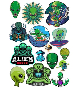 Uzaylılar Sticker Set 7 15 Parça Telefon, Tablet, Defter, Laptop Sticker