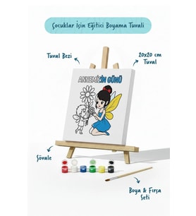 Annemizin Günü Temalı Eğitici Boyama Tuvali – Şövaleli Set 20x20 cm