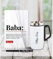 Kişiye Özel Babalar Günü Temalı Defter & Kalem & Çelik Termos Seti