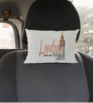 BK Gift Kişiye Özel İsimli London Tasarımlı Dikdörtgen Araç Koltuk Yastığı-2