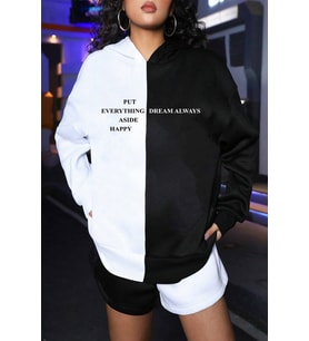 Dream Always Baskılı Oversize Sweatshirt (Siyah)