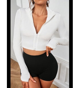 Fantezia Night Kadın Bordo Uzun Kol Fermuarlı Parmak Geçme Detaylı Dik Yaka Crop Top Bluz