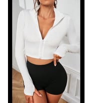 Fantezia Night Kadın Bordo Uzun Kol Fermuarlı Parmak Geçme Detaylı Dik Yaka Crop Top Bluz