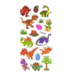 Sticker Kabartmalı Stiker Defter, Planlayıcı Etiket (lrf-001) - 17X9 cm - Dinazor, Bebek Dinozor