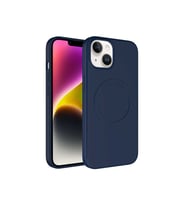 Apple iPhone 14 Uyumlu Kılıf M-safe Wireless Şarj Özellikli Pastel Renk Silikon Zore Plas Kapak (Lacivert)