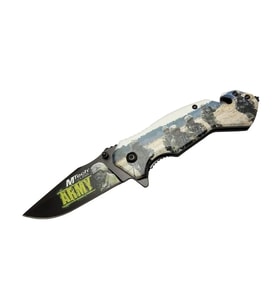 4 23 3 Army Kurtarma / Kamp Çakı 20cm - Yarı Otomatik, Kemerlikli, Cam Kırma Ve İp Kesme Aparatlı