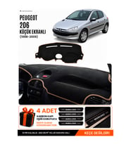 PEUGEOT 206 KÜÇÜK EKRANLI (1998-2009) Uyumlu Torpido Örtüsü Torpido Kılıfı - Siyah Kahverengi