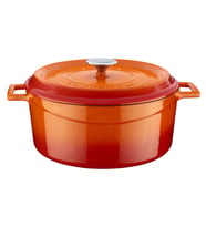 Lava Döküm Yuvarlak Tencere. Trendy Çap(Ø)28cm. (Turuncu)