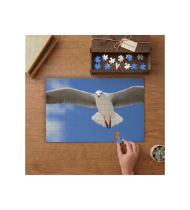 Gökyüzünde Uçan Beyaz Martı Tasarımı 240 parça Ahşap Puzzle Ahşap Kutuda MP05738