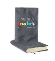 Kitap Kılıfı Nakış Detaylı Öğretmen Temalı - Teacher Füme